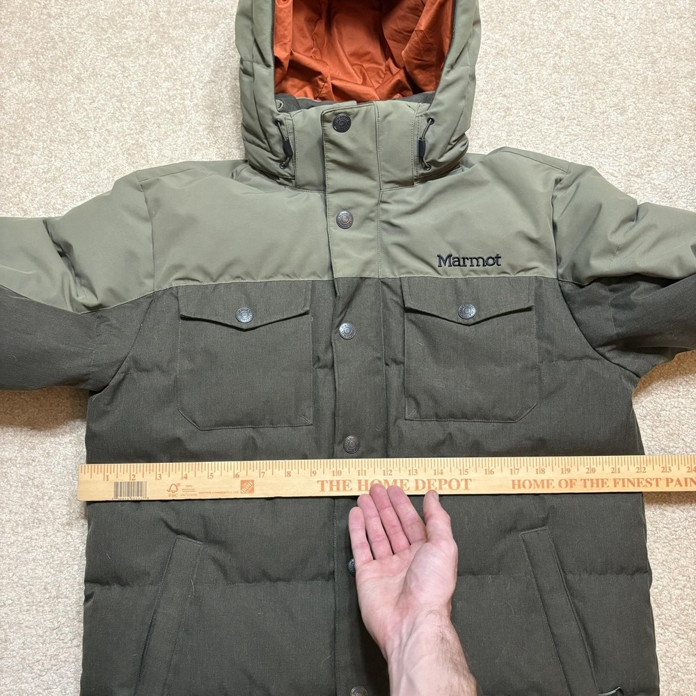 Marmot Fordham 700 Down Puffer Jacket Mens Medium Green Hooded Winter Gorp - Picture 6 of 16